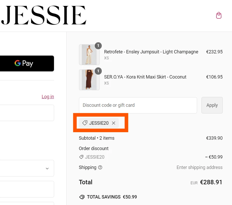 Jessie Boutique verified Coupon code JESSIE20